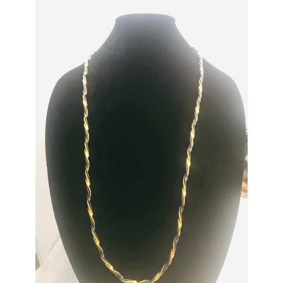 gold-tone & black twisted long stamped / signed Mo - Picture 2 of 10